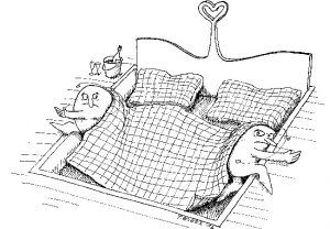 “When two loners are forced to share a bed, they move well beyond its edges to get away from each other.”