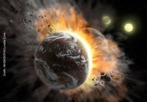Künstlerische Darstellung der Kollision zweier Proto-Planeten (Grafik: NASA/SOFIA/Lynette Cook) https://www.nasa.gov/image-feature/what-happens-when-planets-collide