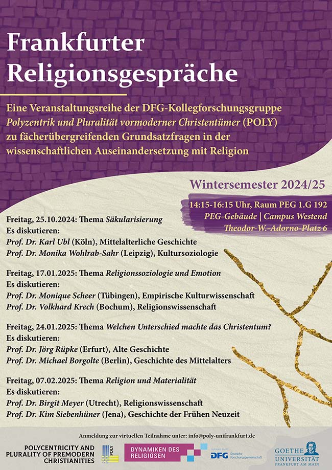 Plakat zu der Veranstaltung Frankfurter Religionsgespräche