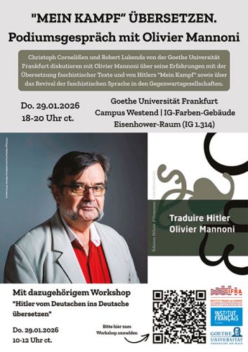 Veranstaltungsplakat "Mein Kampf" übersetzen mit Oliver Mannoni. © FB 08